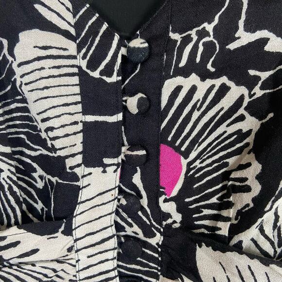 Alice Temperley For Target Dress Women's 7‎ Black Pink Floral Empire Tie Back - Picture 3 of 11